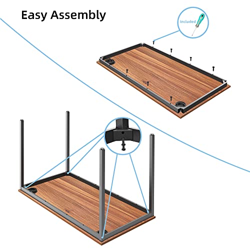 Eureka Ergonomic 47 Inch Teak Home Office Computer Desk, Simple Modern Sturdy Work Study Writing Pc Gaming Table For Large Space Adults Teens Kids Sewing Bedroom Kitchen Dinning Room, Black Metal Legs #TOP7