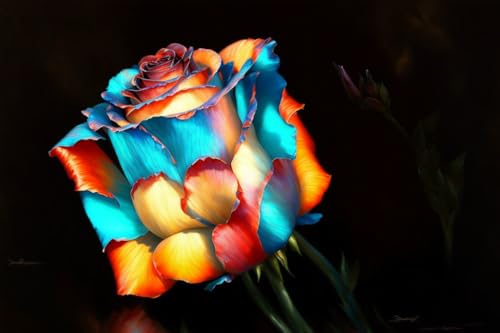 Tableau sur toile rose en cristal decoration murale fleur art moderne 58 x 90 cm