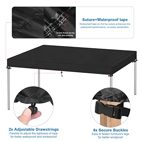 VANSHEIM Tischplattenabdeckung Schutzhülle für Tischplatte Gartentischabdeckungen Abdeckhaube Tisch Wasserdicht Gartentisch Abdeckung Rechteckig Gartentischhülle Abdeckplane Gartentisch 220x100x15cm