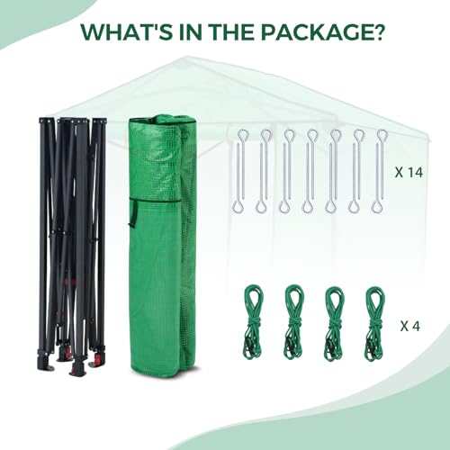 INTER HUT 6x6 Pop Up Greenhouse, Instant Walk in Green House with PE Cover, Power Ports, Roll up Doors & Windows for Indoor Outdoor Plant Growing, Green - Image 9