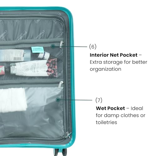 Image of Florence Trolley Bag Set of 2 | Medium 63 cm & Large 73 cm | Polypropylene Hard Luggage Suitcase | 360 Smooth Spinner Wheels | Combination Lock | Anti-Theft Zippers |Cyan