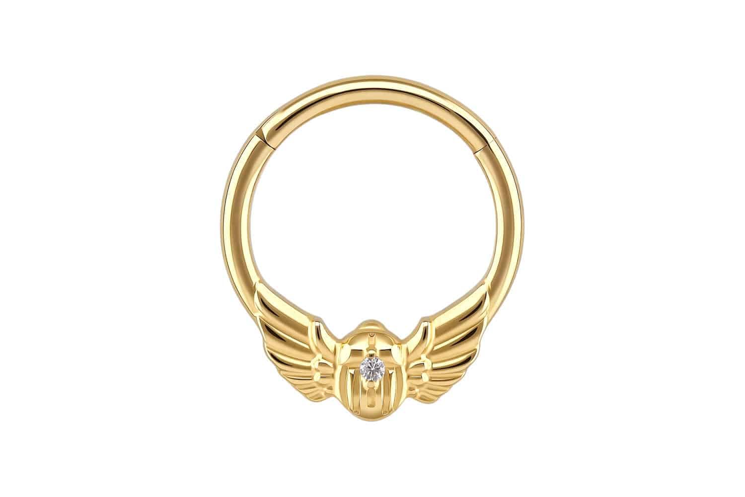 PIERCINGLINE Piercing Ring Titan Segmentring Clicker SKARABÄUS - Goldfarben, Silberfarben