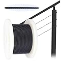 MUZATA 400ft 1/8inch T316 Black Wire Rope Cable Railing Stainless Steel Marine Grade Aircraft for Indoor Stair Deck DIY Balustrade Hanging Fencing 7x7 Strand WR19, WP1 BR1