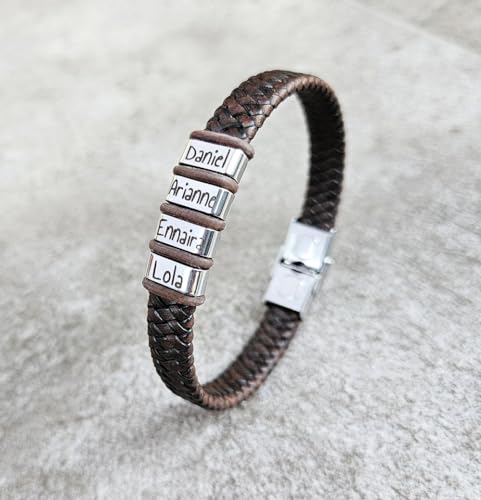 Miniatura 4 de Pulsera Personalizable Con Tu Texto, Totalmente Ajustable, Fabricada Con Cuero Y Acero. Regalos Día Del Padre, Regalos San Valentín. Taly