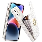 Elteker iPhone 11 Case with Card Holder, RFID Blocking Wallet Case for Women with Ring-Holder - Gray Leopard