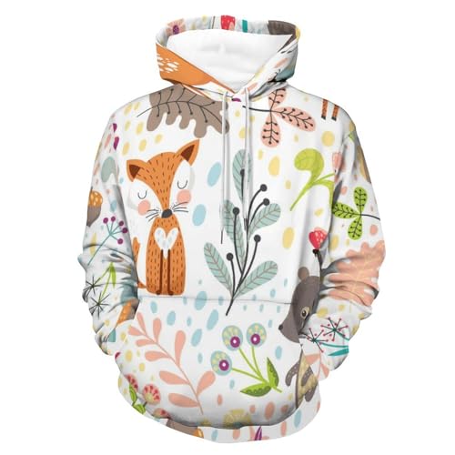 Sweat à capuche contre le froid : ce pull unisexe hérisson et renard résout vos matinées fraîches