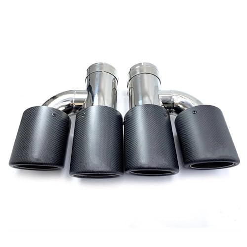 Escape de coche de 2 piezas estilo H con puntas dobles de fibra de carbono mate y acero inoxidable
