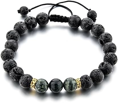 Mystiqs Fitness Adjustable Lava Rock Beaded Stone Bracelets Essential Oil Diffuser for Men/Women, Aromatherapy Ideal for Anti-Stress or Anti-Anxiety
