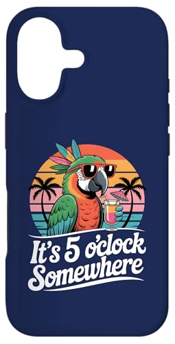 It's 5 O'Clock Somewhere Parrot ���g�� �� �r�[�` �n���C�A�� �X�}�z�P�[�X iPhone 17 �p
