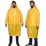 AllExtreme Waterproof Raincoat for Men & Women Unisex with Hood Cross Laminated Reusable Emergency Rain Poncho (Yellow Colour, Free Size, Set of 3)