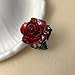 Vintage Red Rose Flower Rings Black Rose Band Rings Punk Gothic Open Statement Adjustable Flower Rings for Women Valentine Halloween Party Jewelry (Red Ring)