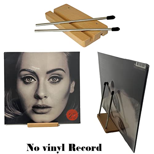Vinyl Record Storage Holder Album Display Stand Record Organizer, Fits 7” and 12” Records or LPs - Display Singles in Stylish Modern Portable Record Stand - for Phone holder, tablet holder - Solid Wood