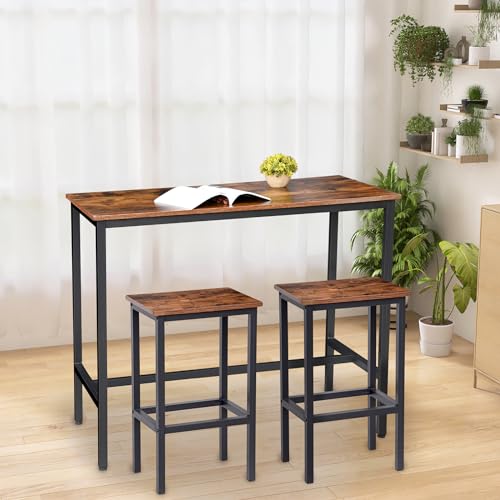 H JINHUI Bartisch mit Barhocker Set, Essgruppe 112 × 60 × 91 cm,...