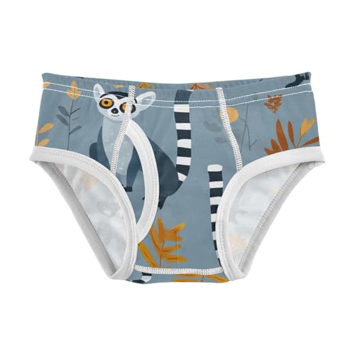 KLL Lemurs Madagascar on Blue Pattern Toddler Boys' Cotton Briefs Cute Undies