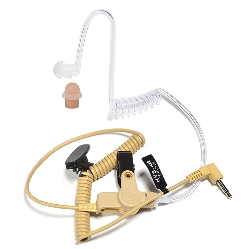 HYS Oreillette de surveillance 3,5 mm à 1 fil pour écoute uniquement, récepteur/écoute uniquement avec embout d'oreille en silicone pour radios...