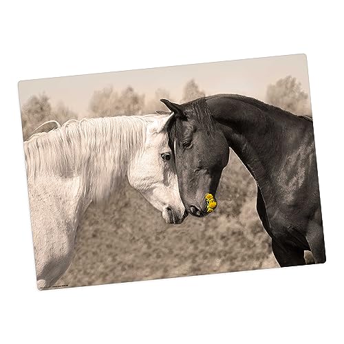 Set de table lavable – Chevaux amoureux – 44 x 32 cm – en vinyle de haute qualité