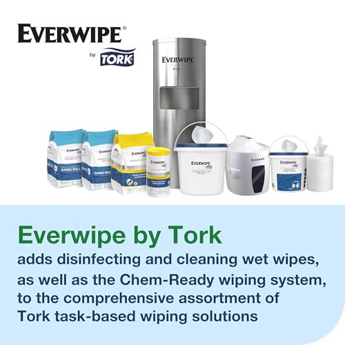Image of Everwipe by Tork Surface Cleaning Wet Wipe W12 Jumbo Rolls White, Cleans and Deodorizes, 4 x 900 wipes, 192830 (11100)