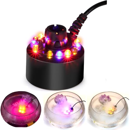 Ultrasonic Mini Mist Maker LED Mister Fogger Water Fountain Air Humidifier Halloween Fog Machine UK Plug,Perfect for Halloween,Holidays,Party