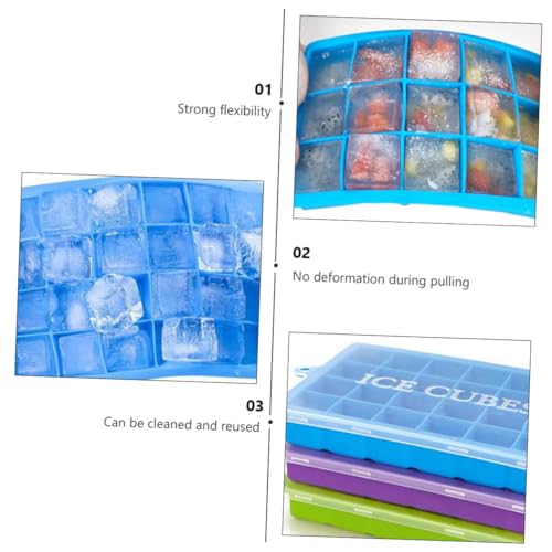 Molde para cubitos de hielo de silicona 3 piezas con tapa miniatura 4