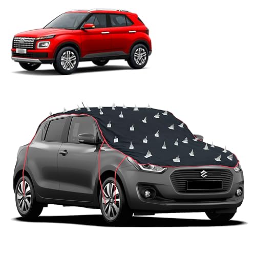 Image of Dog Protection Spike Car Cover for Hyundai Venue Bonnet to Roof Easy Installation with 4 Elastic Hook Strap | Anti-Scratch Soft Cotton Inner | Complete Protection from Street Dogs & Monkeys