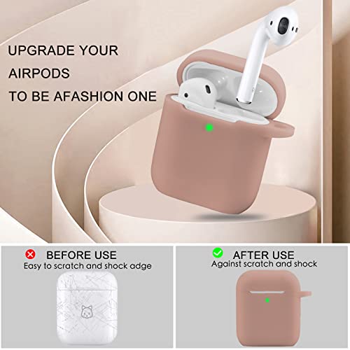 Oleband Airpod Case With Cute Bling Keychain,Ipods Silione Protective And Anti-Slip Cover For Apple Air Pod 2 Case,Led Visible,For Women And Girls,Milk Tea #TOP3