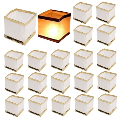 20Pcs Floating Lanterns, Biodegradable DIY Writable & Drawable Floating Pool Lights, 5.9 Inch White Paper Lanterns for Wishing Praying Outside White Paper Pool Lights