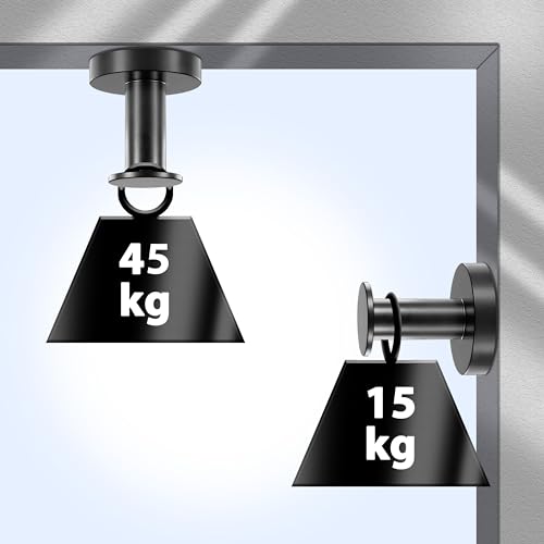 POPPSTAR Round Magnetic Hooks, Extra Strong, Set of 2 Matte Black Neodymium Hook Magnets, can be Used as Magnetic Coat Hooks - Image 3