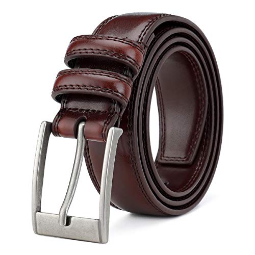 MOZETO Mens Belts Leather Classic Casual Jeans Dress Work Belt with Single Prong Buckle, Elegant Gifts for Men