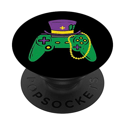 Mardi Gras Gamer Controller Gaming Boys Boys Men Youth Teen PopSockets PopGrip Intercambiable