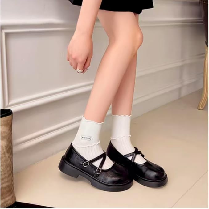 Cute Mary Jane Flats for Women Round Toe Cross Strap Shoes Soft Leather Comfort Walking Flats for Everyday School Office Weekend4