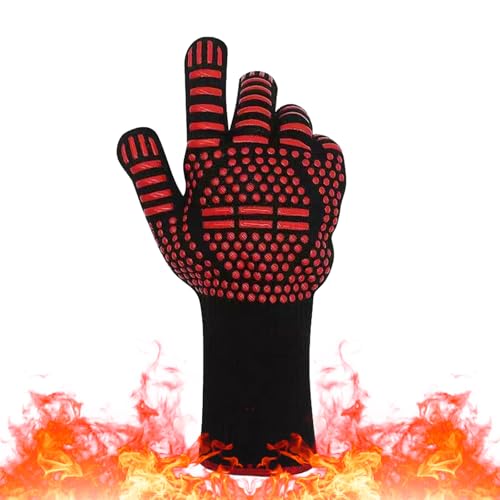 Long Wrist Heat Resistant Silicone Gloves Up to 800°C/1472°F - Non-Slip BBQ and Oven Mitts for Cooking, Baking, Wood Burners