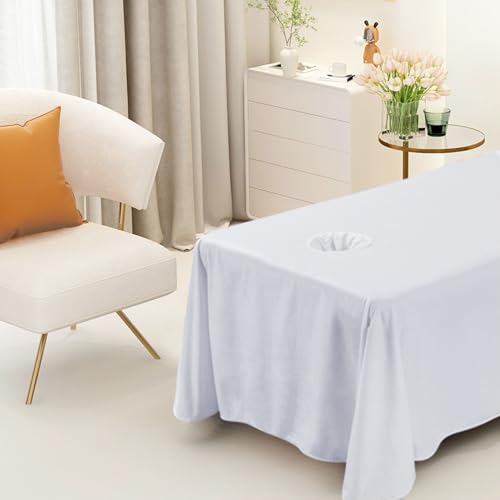 Housse de table de massage grise 114x71 cm avec trou visage