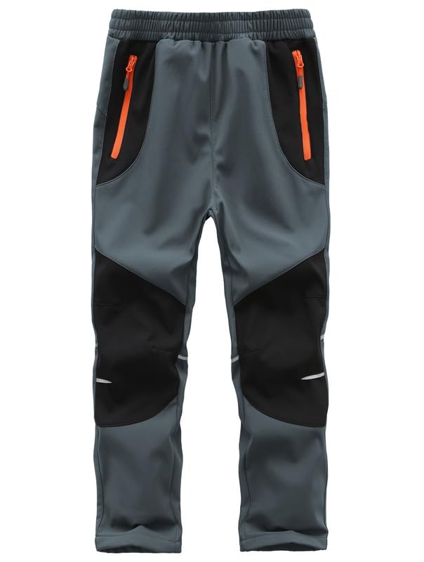 Zzkouine Pantaloni Softshell Bambino Caldo Pantaloni Invernali Trekking Ragazzo Pantaloni Neve Bambino Impermeabili con Fodera in Pile