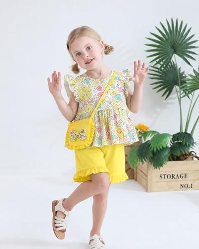 Image of Weebaby Toddler Girl Clothes Baby Summer Outfits Sleeveless Halter Top Ruffle Short Set Cute Kids Clothes Girls