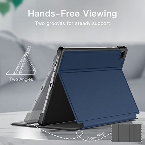 Image of JETech Folio Case for Samsung Galaxy Tab S6 Lite 10.4 inch, Navy | Multi-Angle Stand Cover, S Pen Holder, Slim Protective Cover, Auto Wake /Sleep