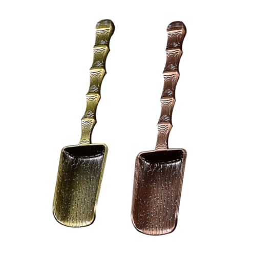 OKUMEYR 2pcs Retro Alloy Tea Spoons Loose Leaf Tea for Kung Fu Home Office and Parties