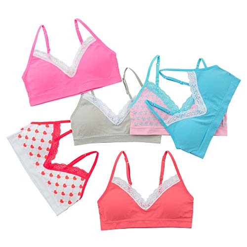 Alyce Intimates Pack Of 6 Seamless Girls Bra With Lace Trim & Adjustable Straps Medium #TOP5