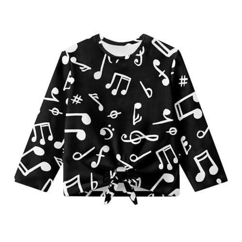 Girls Long Sleeve Shirts with Tie Hem, Crewneck Casual Blouses Tops, Loose Lightweight Sweatshirt 5-12 Years4