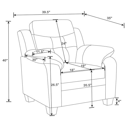 Sillón Tufted Tapizado en Cuero Sintético Negro miniatura 3