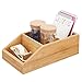 mDesign Caja organizadora grandes de madera de bambú – Organizador de escritorio abierto con 3 compartimentos – Caja de madera ecológica para blocs de notas, clips y demás – color natural