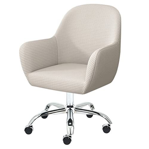 Leomix Büro-Computer-Stuhl-Schonbezug Mit Drehbaren Armen, Esszimmerstuhl-Abdeckung Mit Gebogener Rückenlehne, Bürostuhl-Schutz Für Zuhause, Küche, Wohnzimmer,Weiß,1 Pack Cover
