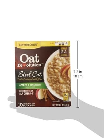 Better Oats Steelcut Oats with Flax, Apple and Cinnamon, 12.3 Ounce