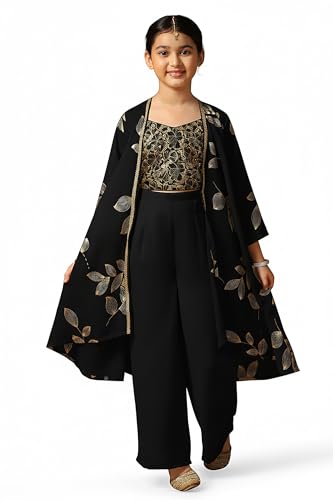 Image of Fashion Dream Girls Georgette Embroidered Palazzo Set|Kids Ethnic Wear|sharara set for girls|Indo Western Set