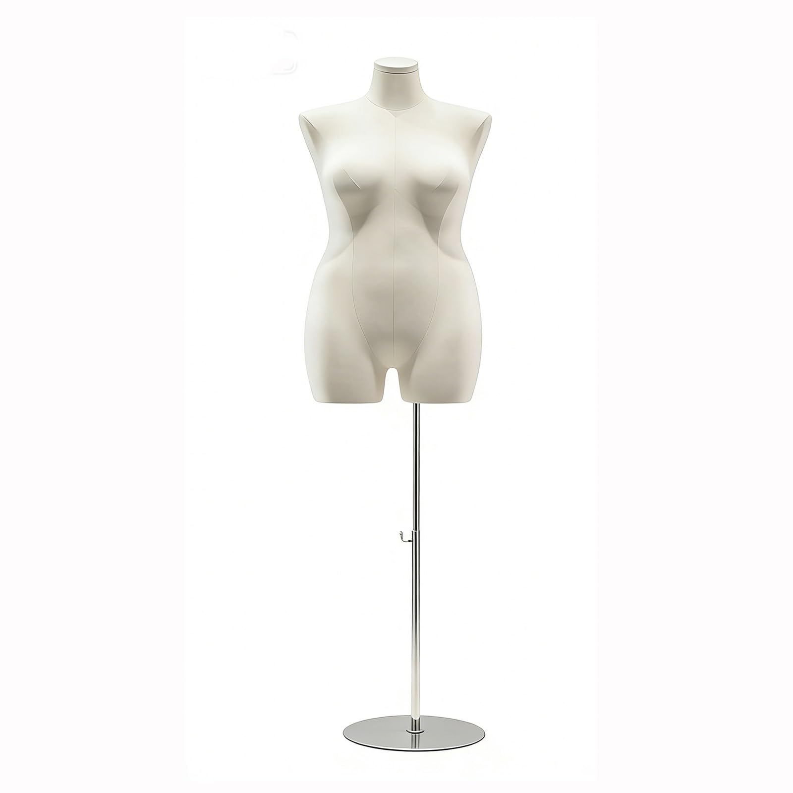Plus Size Female Torso Mannequin, White Full Body Dress Form With Metal Stand, For Dresses, Tops, Lingerie, Retail Boutique