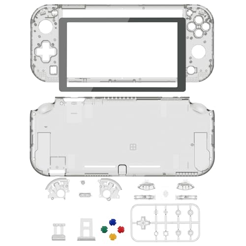 Image of eXtremeRate Crystal Clear Black DIY Replacement Shell for Nintendo Switch Lite, NSL Handheld Controller Housing w /Screen Protector, Custom Case Cover for Nintendo Switch Lite [Controller NOT Included]