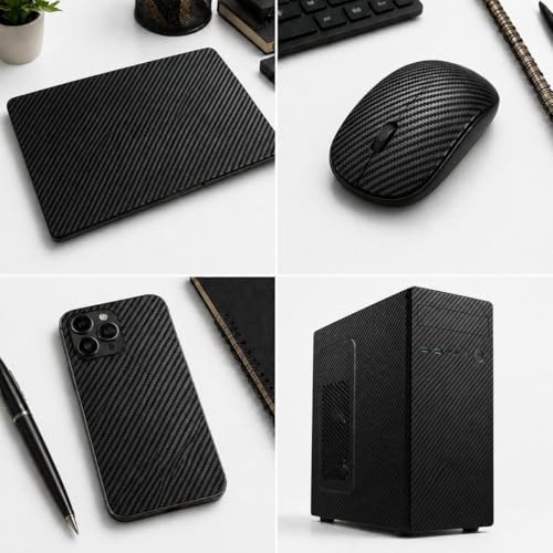 Image of CVANU 3D Black Carbon Fiber Vinyl Wrap Roll (24x50 inch), Self-Adhesive, Waterproof & Scratch Resistant Sticker for Car Interior, Dashboard, Bike, Laptop DIY Wrap