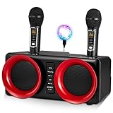 Máquina de karaoke, máquina de karaoke portátil con Bluetooth, 2 micrófonos inalámbricos con bluetooth, sistema de altavoces PA con bola de discoteca, el mejor regalo de cumpleaños para niños y niñas