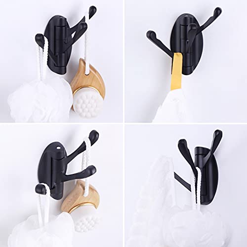 Angle Simple Folding Towel Hook Matte Black, Metal Swivel Robe Hook, Bathroom Towel Holder, Clothes Coat Holder For Rv Home Storage, Wall Mount #TOP5