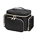 Bagmoly Large Makeup Bag, Portable Travel Makeup Bag Organizer for Women Girls with Makeup Brush Compartment & Two Side Pockets, Cosmetic Travel Bag Vertical Storage Toiletry Bag - Black