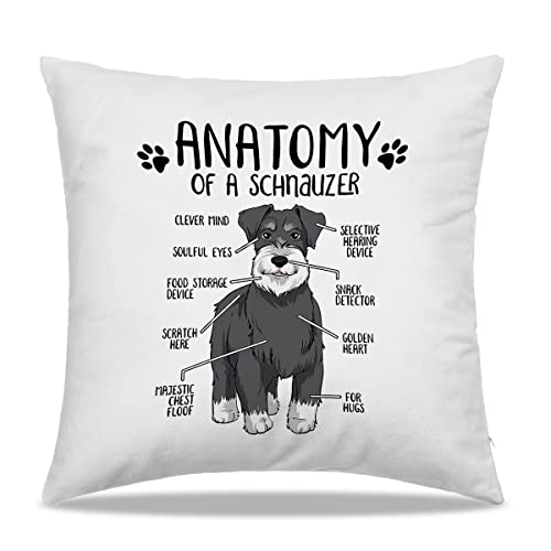 Dibor Anatomy Of A Schnauzer Throw Pillow Covers 18X18 In - Gift For Dog Lovers Poodle Mom Girls Women,Home Bedroom Living Room Girl Room Decorative Cushion Covers For Sofa Couch Bed #TOP28